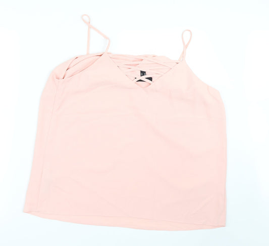 New Look Womens Pink  Mesh Basic Blouse Size 16