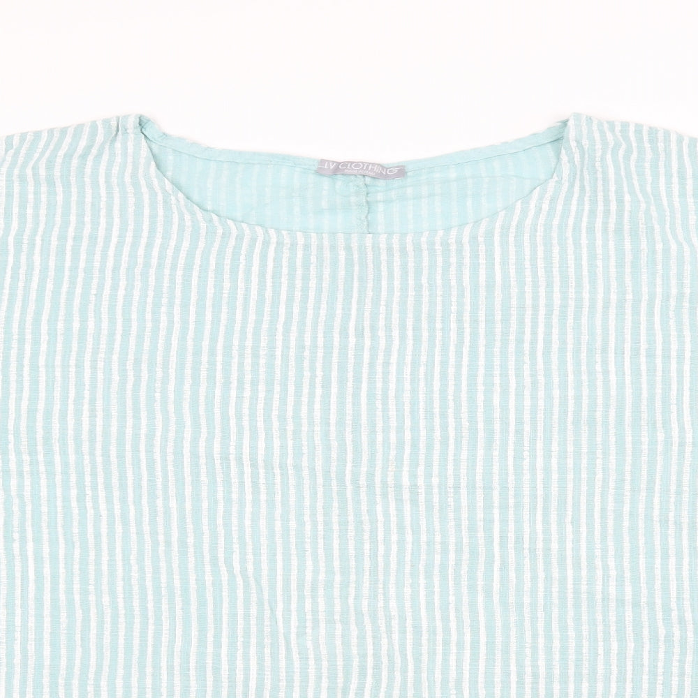 LV Clothing Womens Green Striped  Basic T-Shirt Size 40