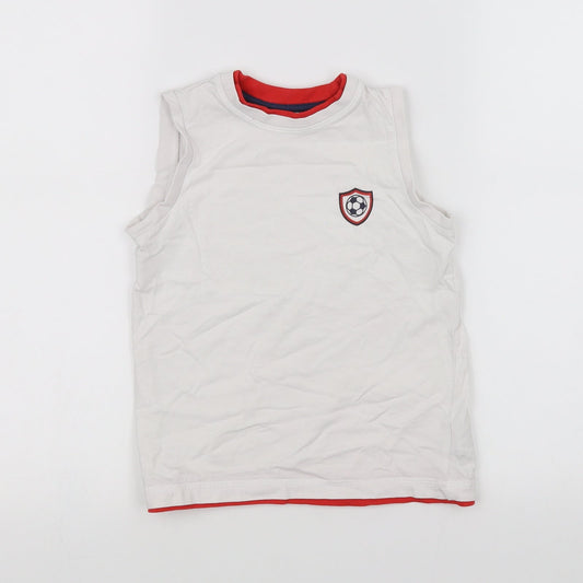 Mother care Boys White   Basic T-Shirt Size 5-6 Years