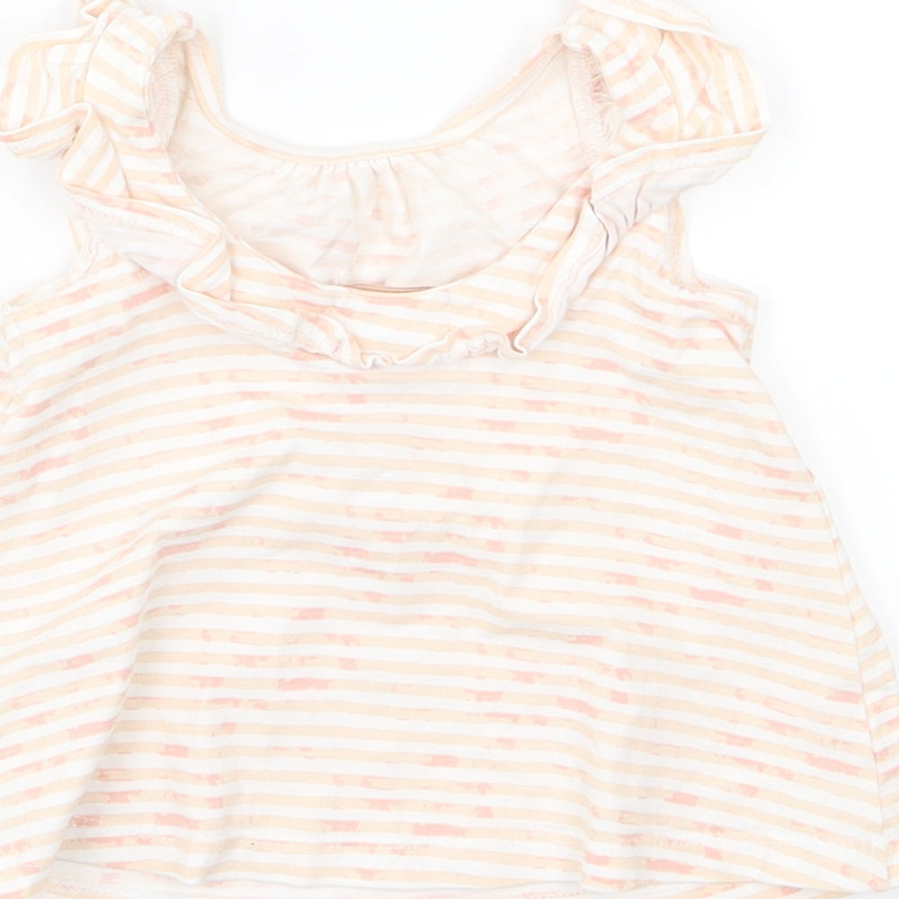 Savanah Girls Pink Striped Jersey Basic T-Shirt Size 9-12 Months  - Flamingo