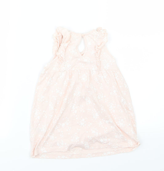 H&M Girls Pink Floral Jersey Basic Tank Size 12-18 Months