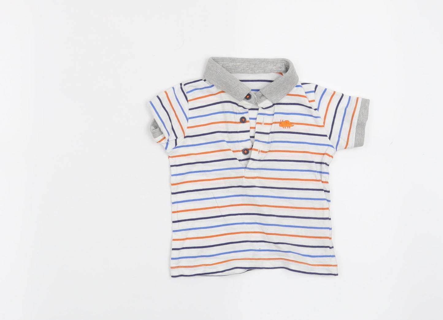 Matalan Boys White Striped  Basic T-Shirt Size 6-9 Months