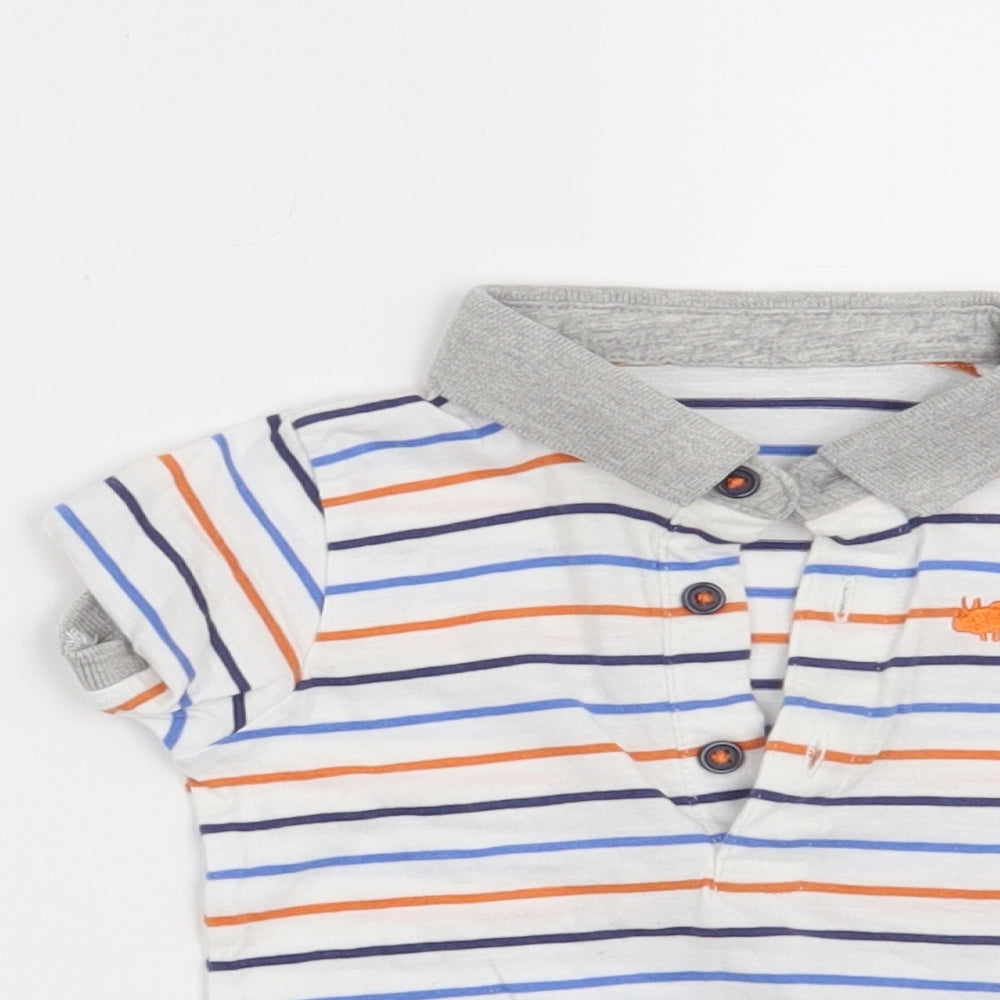 Matalan Boys White Striped  Basic T-Shirt Size 6-9 Months