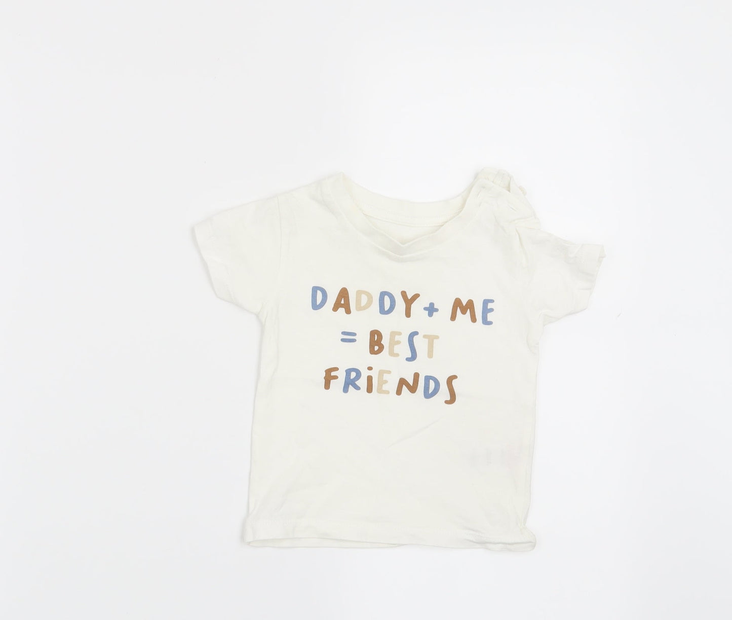 Matalan Baby White   Basic T-Shirt Size 6-9 Months  - Daddy + Me = Best Friends