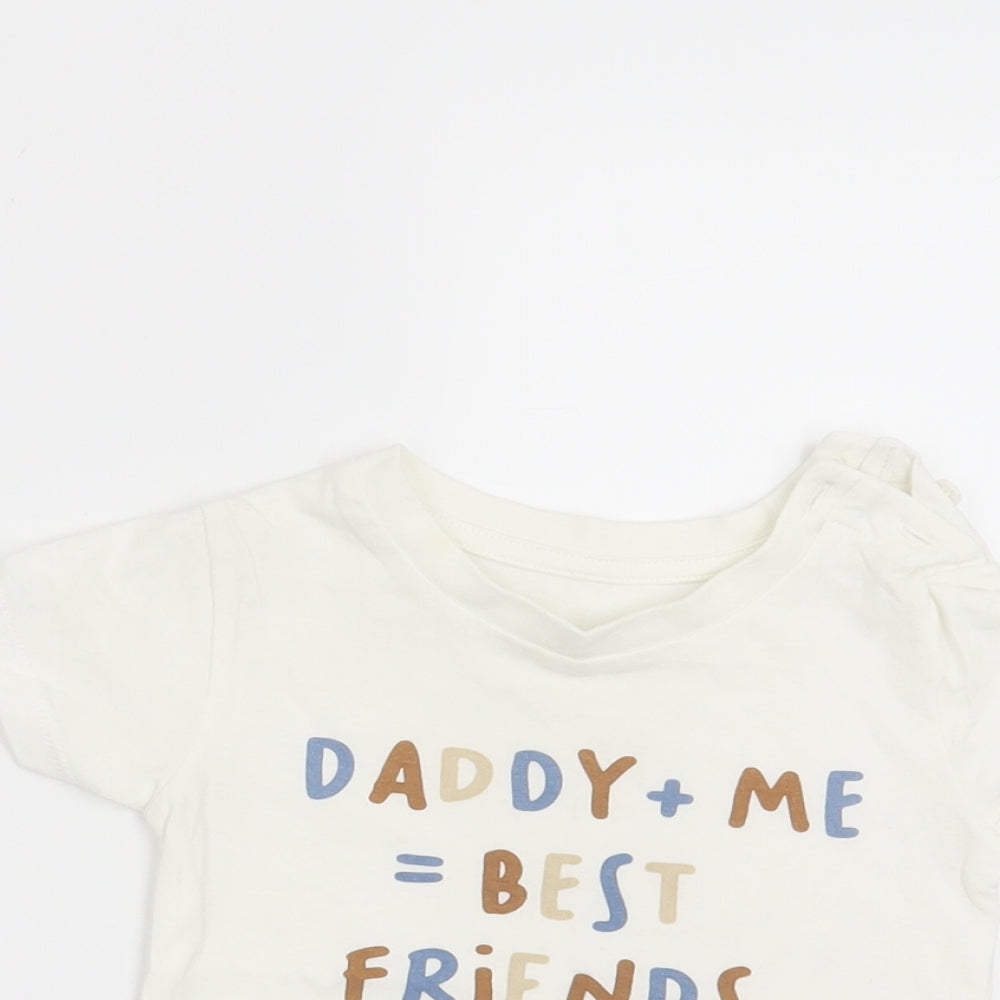 Matalan Baby White   Basic T-Shirt Size 6-9 Months  - Daddy + Me = Best Friends