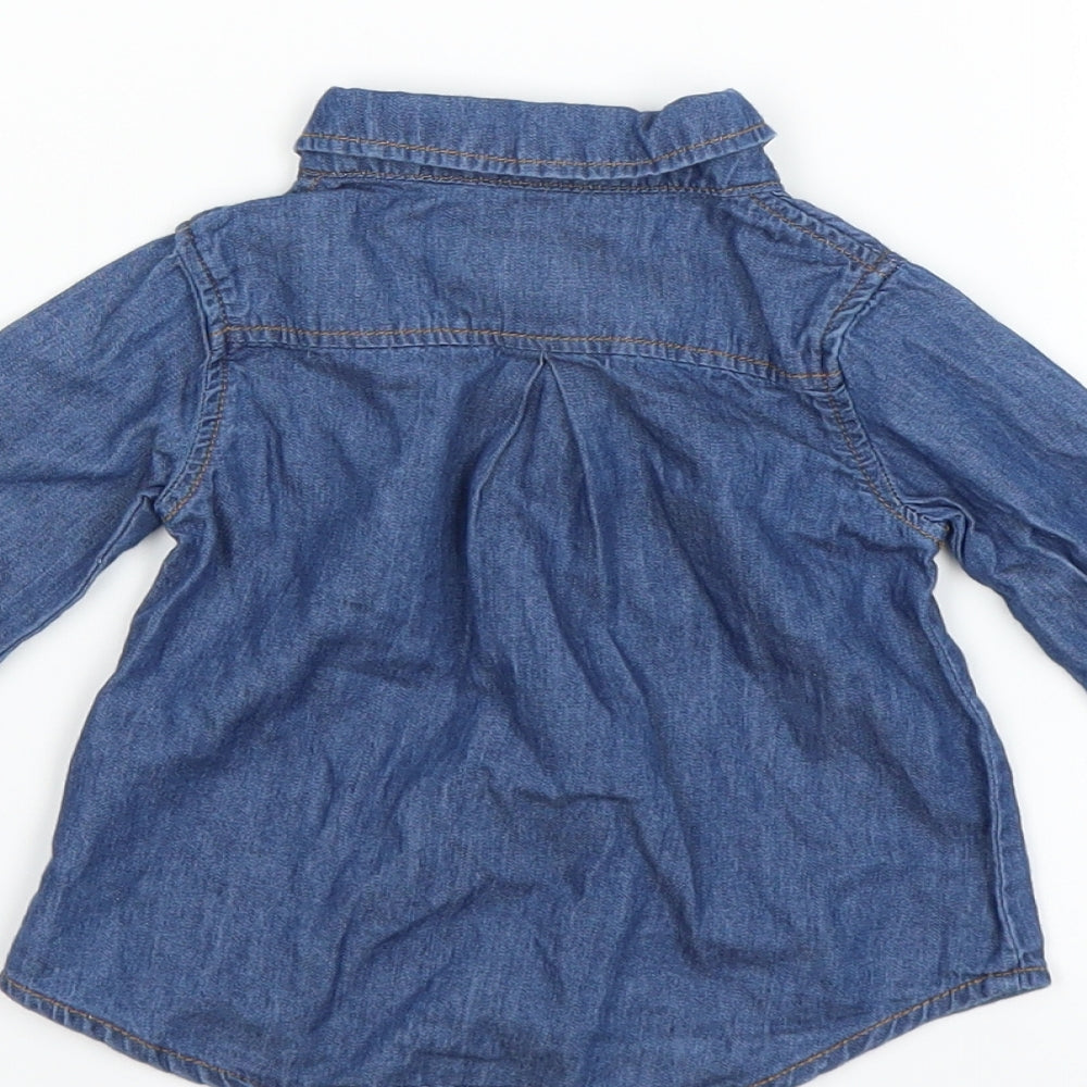 Young Dimension Girls Blue   Basic Button-Up Size 0-3 Months  - Floral embroidery