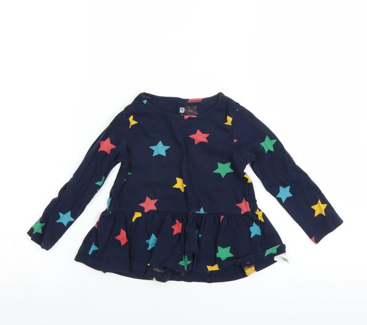 Gap Girls Blue   Basic T-Shirt Size 2 Years  - star pattern
