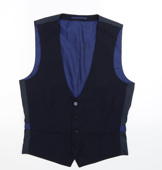 Burton Mens Blue   Jacket Suit Waistcoat Size S