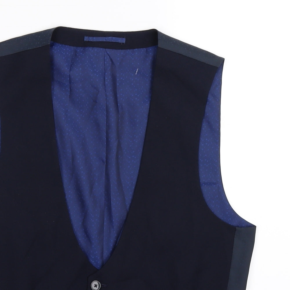 Burton Mens Blue   Jacket Suit Waistcoat Size S