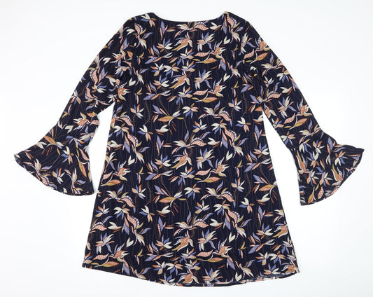 Mela London Womens Blue Floral  A-Line  Size 8