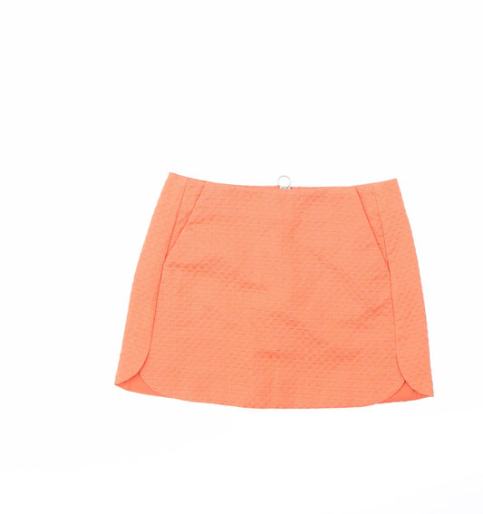 Topshop Womens Orange   A-Line Skirt Size 10