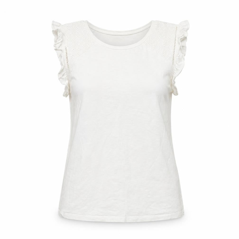 Front view of Oasis women’s white basic tank, size S
