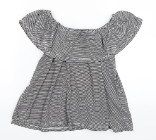 Candy Girls Black Striped  Basic Blouse Size 9 Years