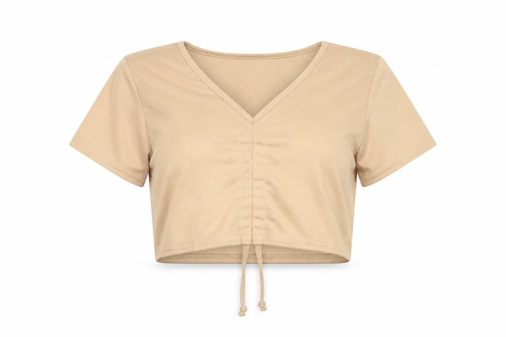 Front view of struct collective women’s pink cropped t-shirt, size UK 12
