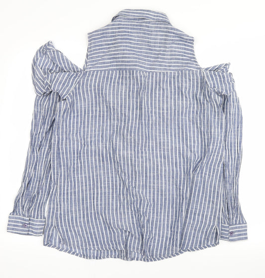 Select Womens Blue Striped  Basic Button-Up Size 14