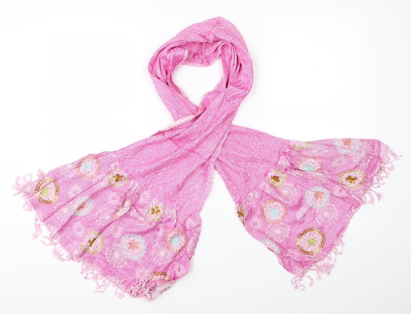 Preworn Womens Pink Floral   Scarf
