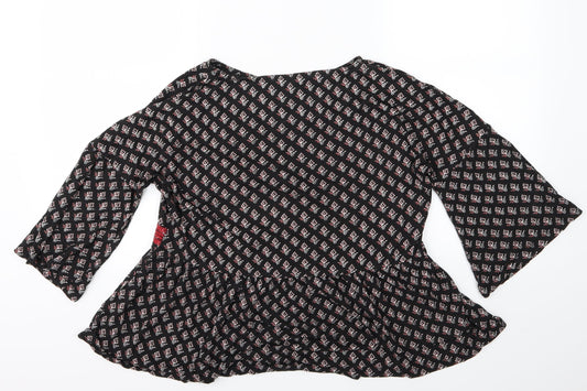 Marks and Spencer Womens Black Geometric  Shirt Dress  Size 12  - Flower detail