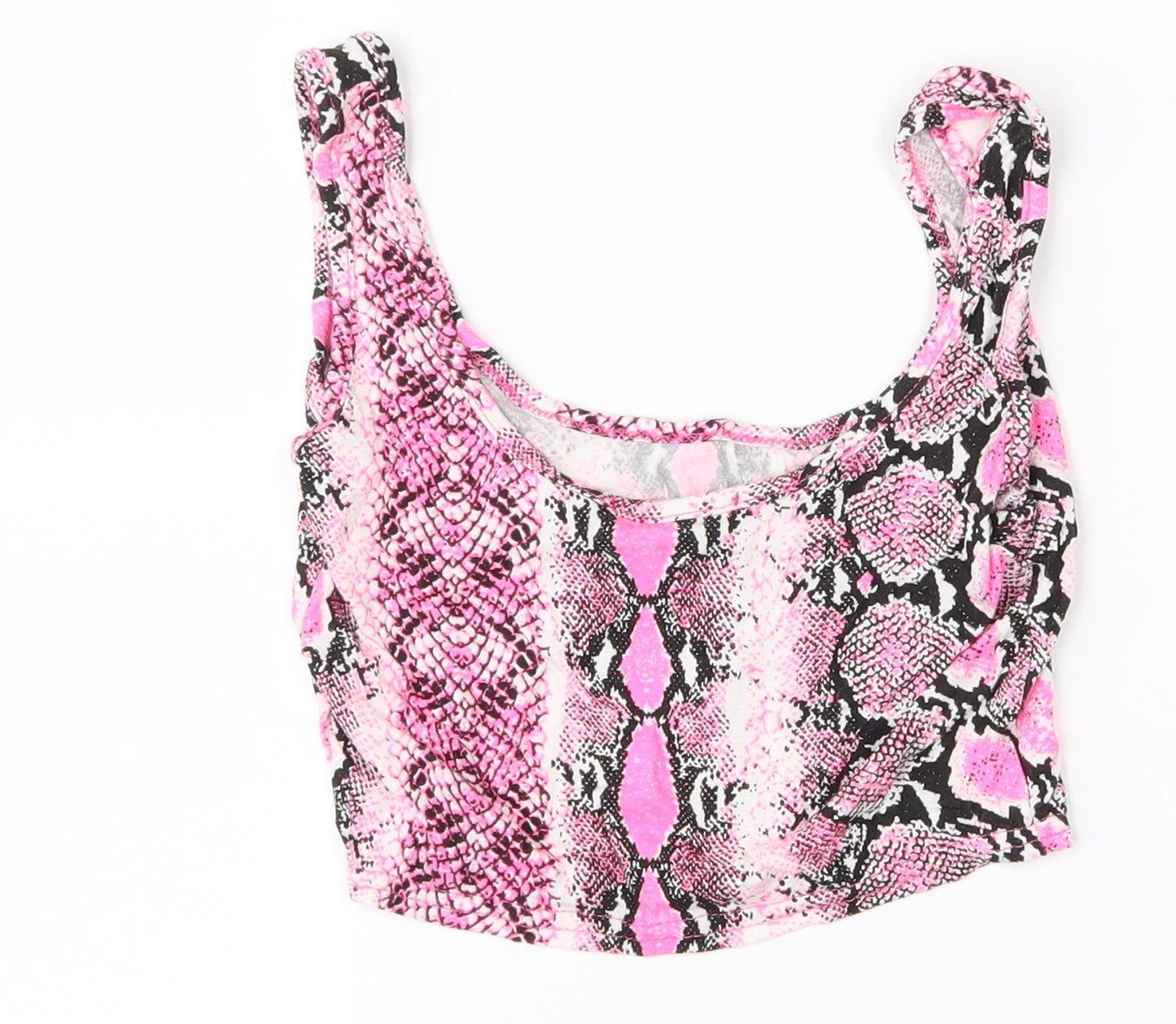Pretty Little Thing Womens Pink Geometric  Basic Blouse Size 8