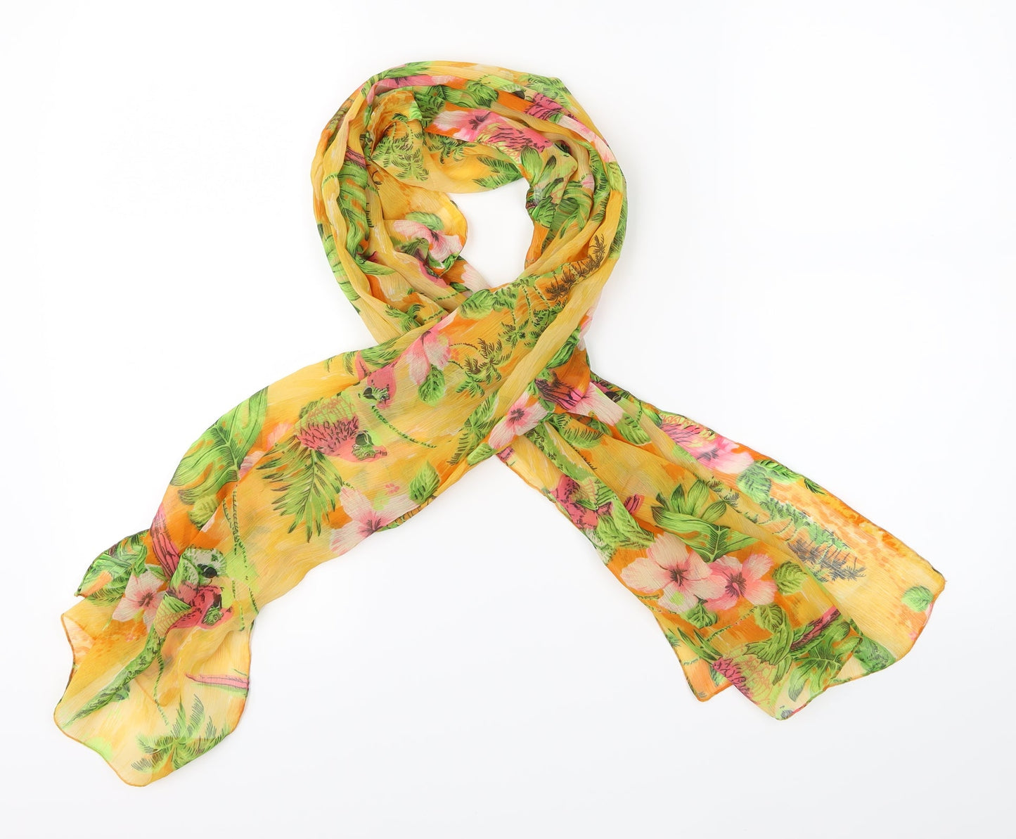 Preworn Womens Yellow Floral   Scarf