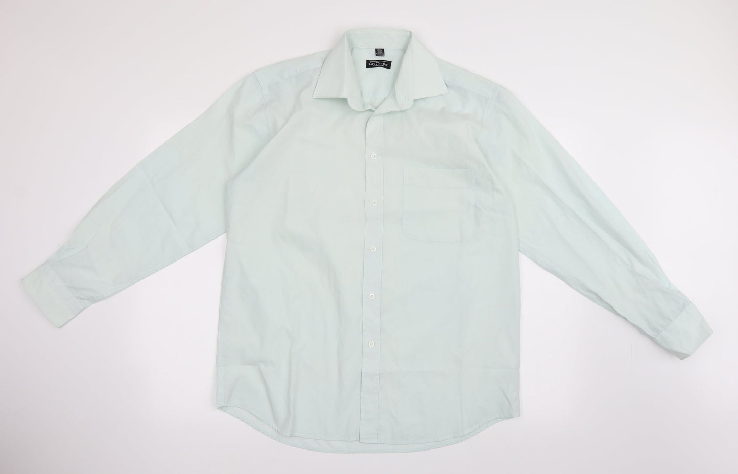 City Classic Mens Green    Button-Up Size 15.5