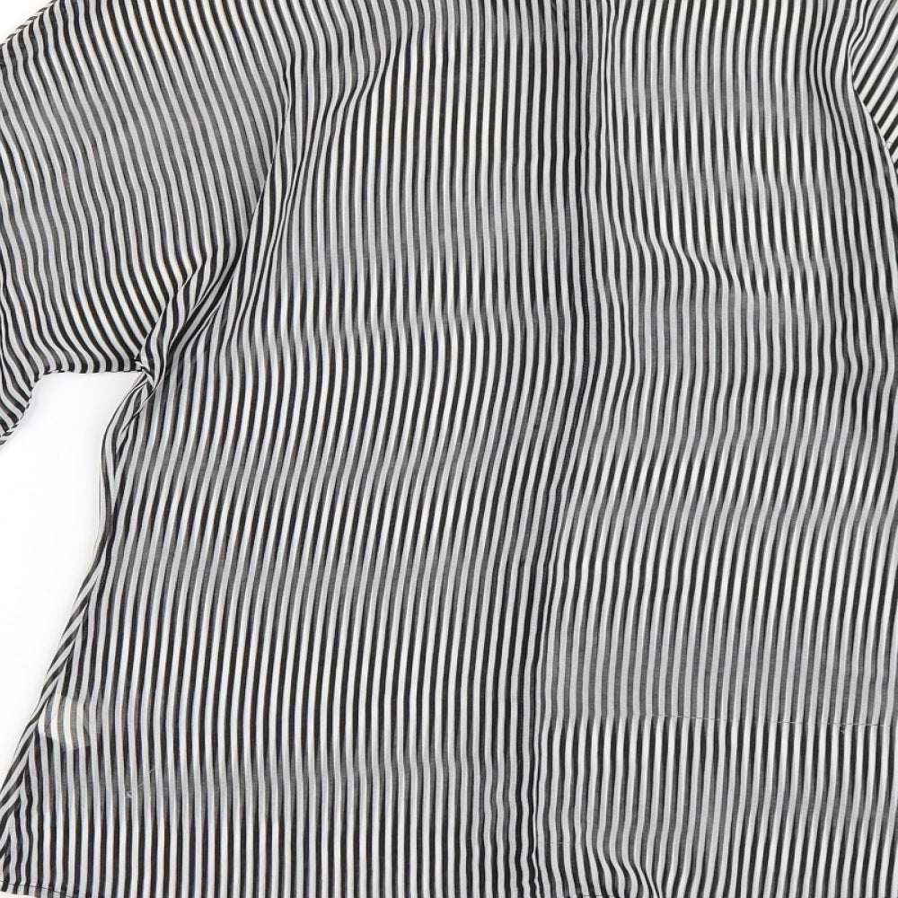Top Secret Womens Black Striped  Basic Button-Up Size 10