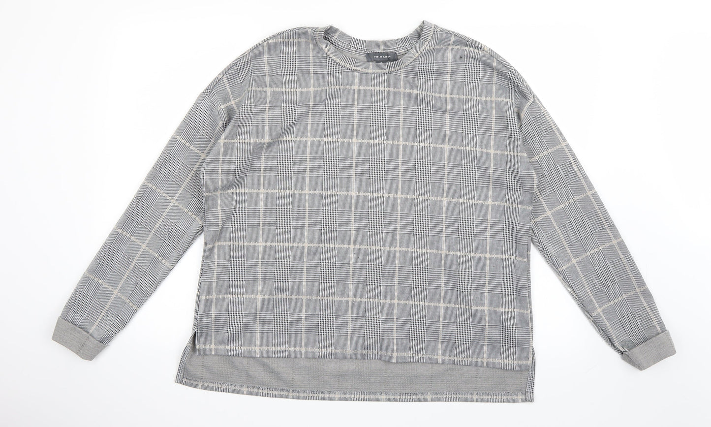 Primark Womens Grey Check  Pullover Sweatshirt Size M