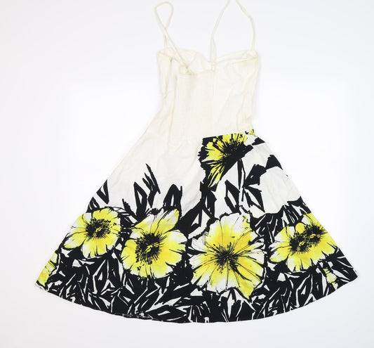 bay Womens White Floral  Fit & Flare  Size 8