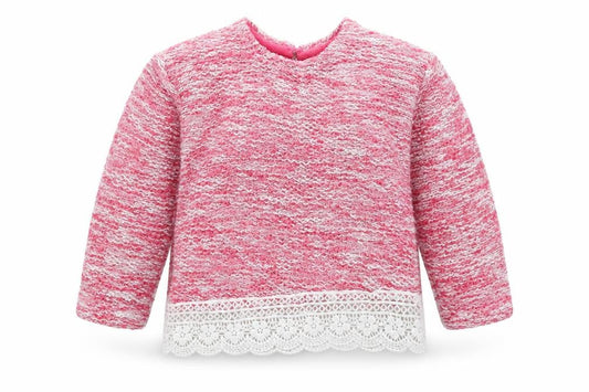 Front view of Primark girls’ pink knit jumper, size 3-6, months