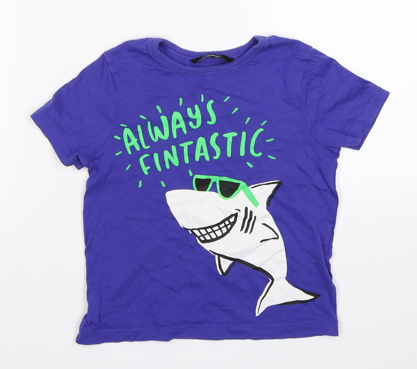 George Boys Purple   Basic T-Shirt Size 3-4 Years  - fantastic shark