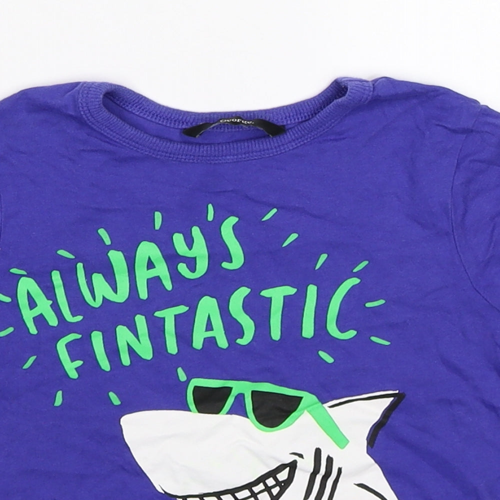 George Boys Purple   Basic T-Shirt Size 3-4 Years  - fantastic shark