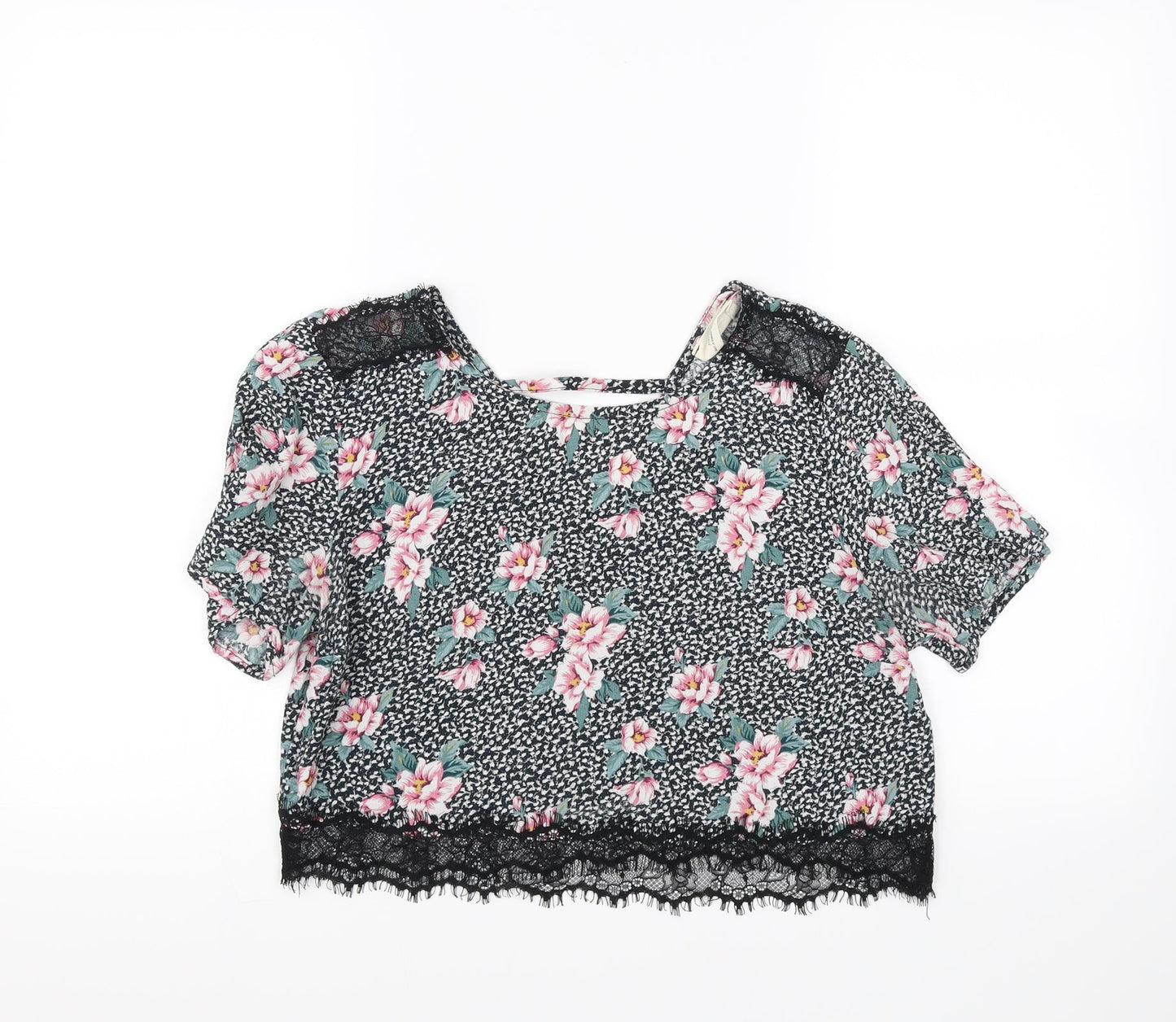 Pins and Needles Womens Multicoloured Floral  Cropped Blouse Size M