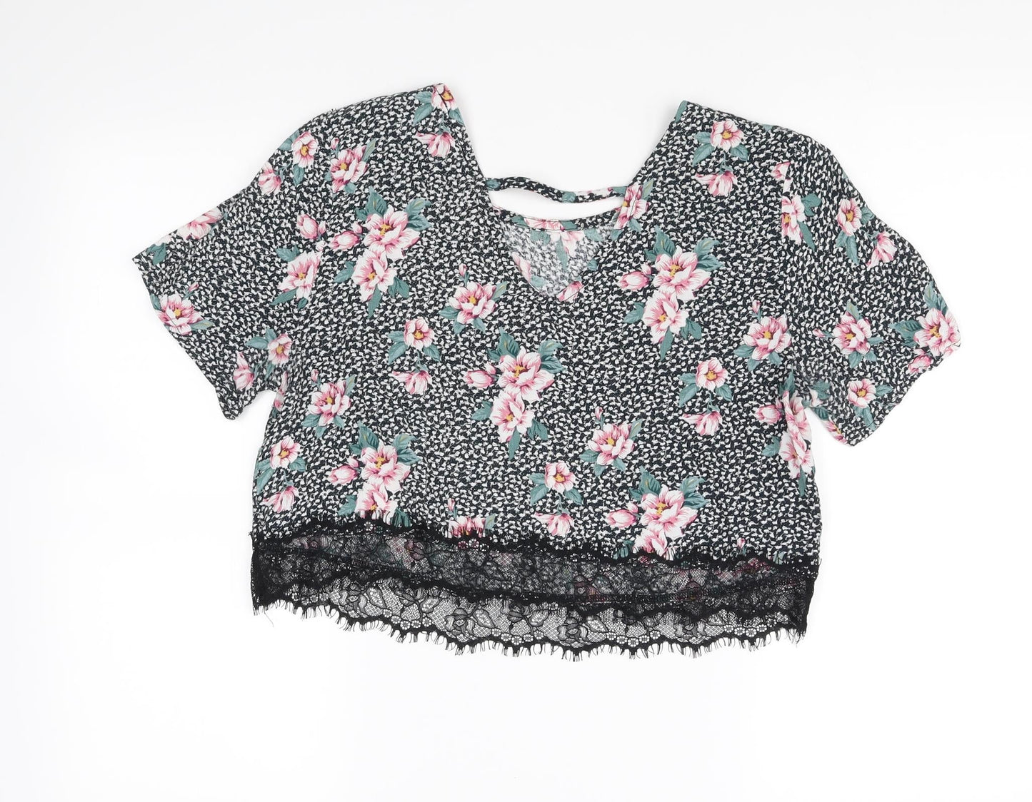 Pins and Needles Womens Multicoloured Floral  Cropped Blouse Size M