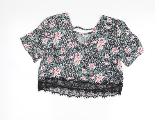 Pins and Needles Womens Multicoloured Floral  Cropped Blouse Size M