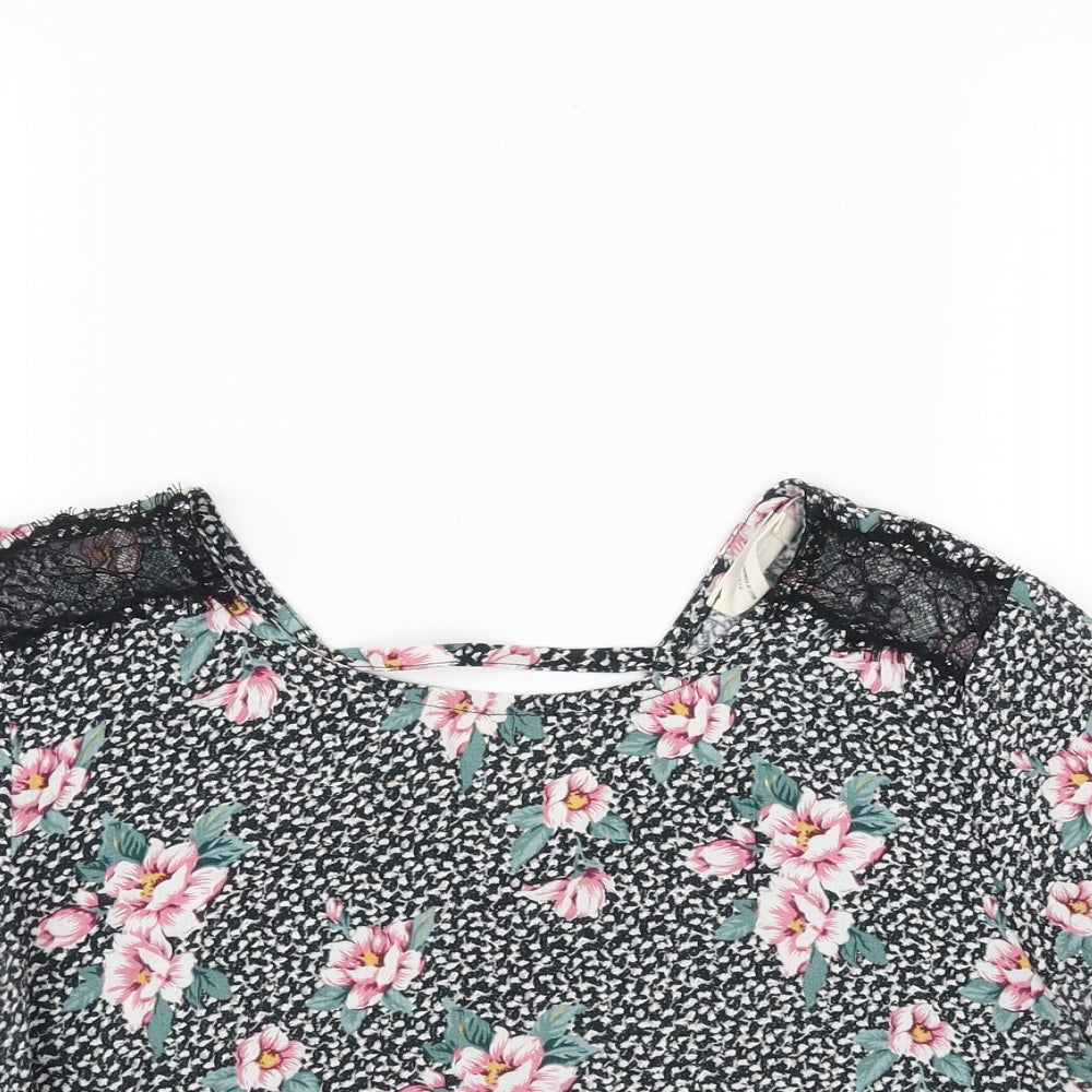 Pins and Needles Womens Multicoloured Floral  Cropped Blouse Size M