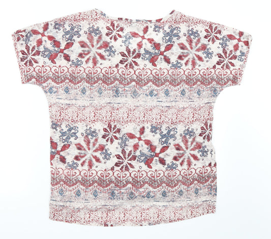 Marks and Spencer Womens Red Geometric  Basic T-Shirt Size 8