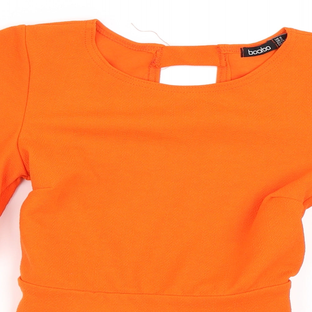 Boohoo Womens Orange   Basic Blouse Size 6