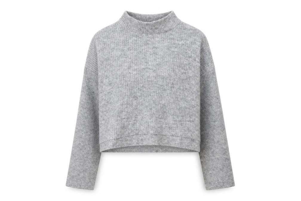 Front view of H&M women’s grey knit jumper, size S