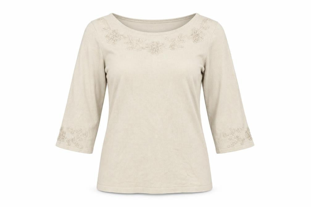 Front view of Papaya women’s beige jumper, size UK 12