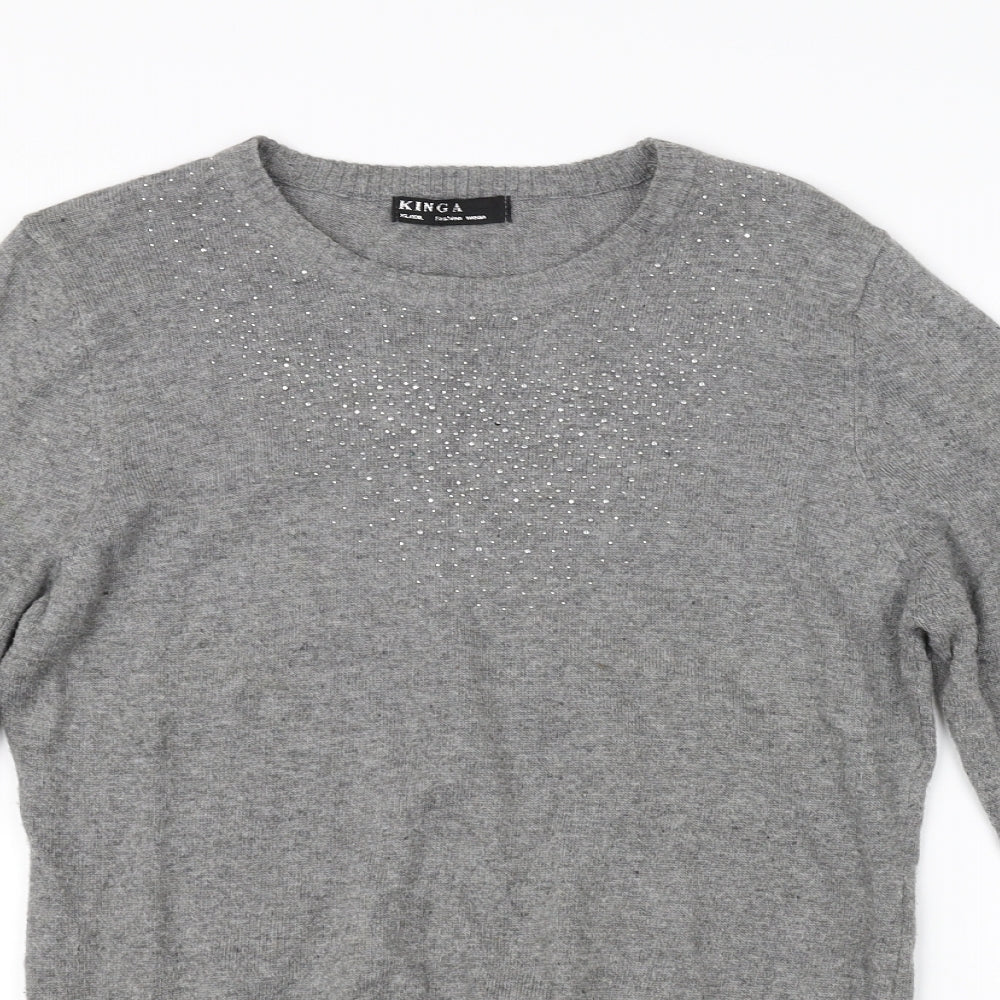 Kinga Womens Grey   Pullover Jumper Size XL