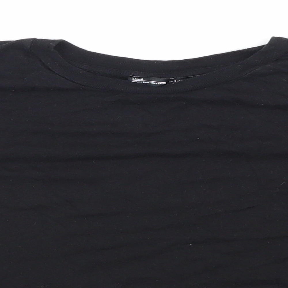 Zara Womens Black   Cropped T-Shirt Size S