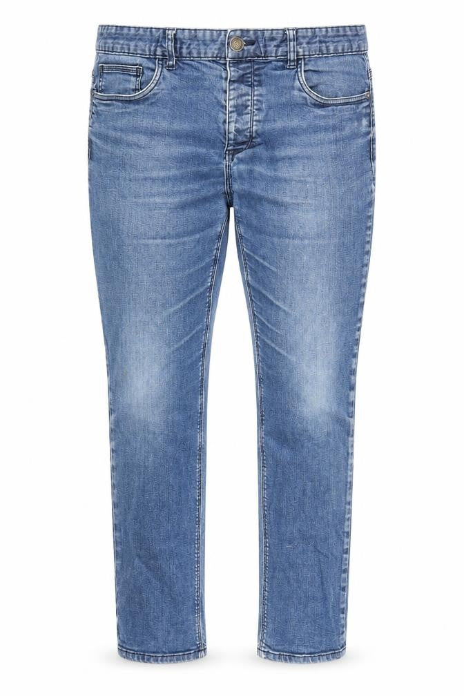 Front view of easy denim women’s blue denim skinny jeans, size UK 36, in, 32-inch leg