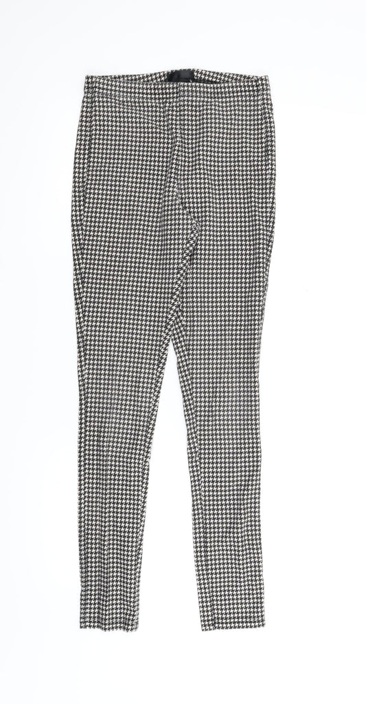 Topshop Womens Black Houndstooth  Carrot Trousers Size 10 L28 in