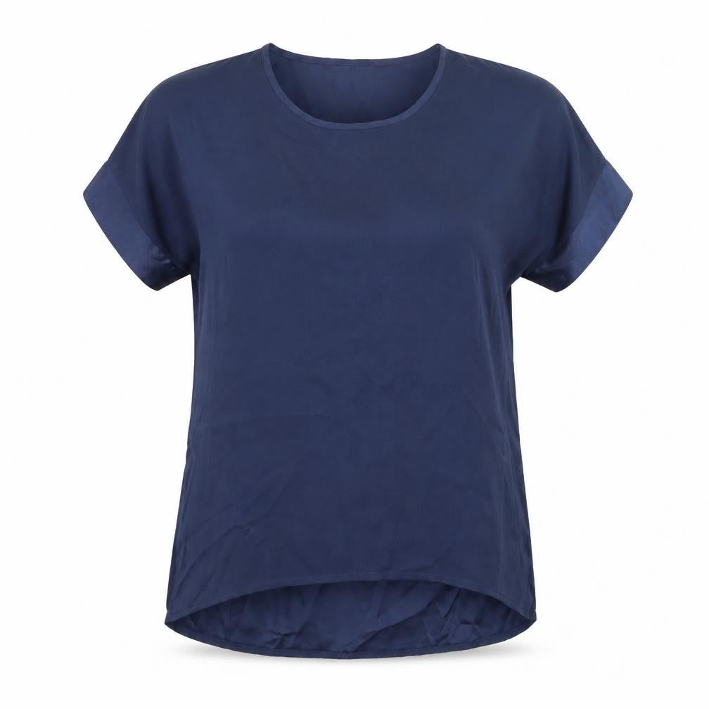 Front view of Linea women’s blue basic blouse, size UK 8
