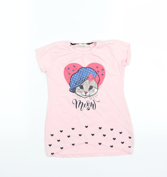 FILE Womens Pink   Basic T-Shirt Size 8  - MEOW
