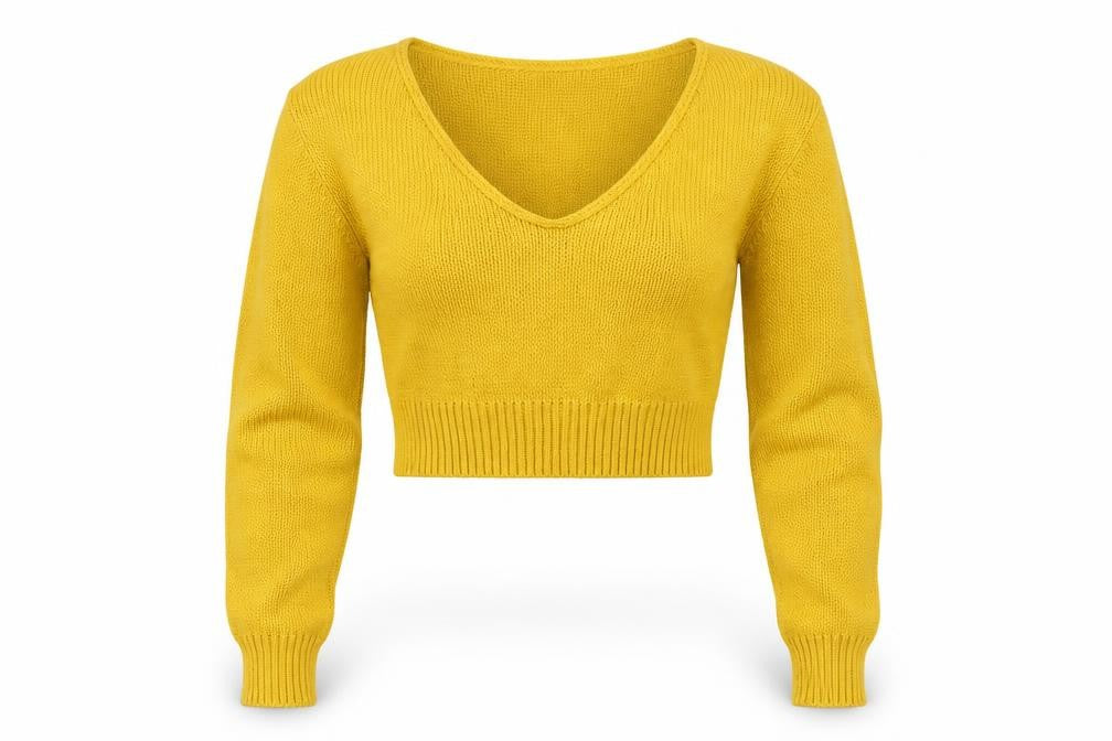 Front view of I SAW IT FIRST` women’s yellow herringbone jumper, size S