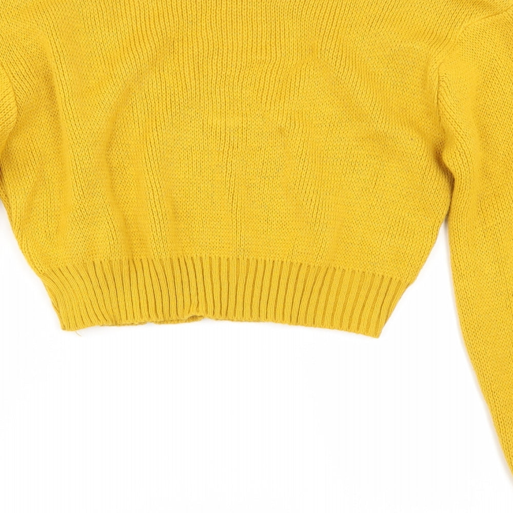 I SAW IT FIRST` Womens Yellow Herringbone  Pullover Jumper Size S