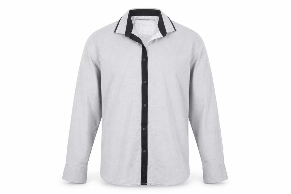 Front view of Spital Fields men’s grey button-up, size 16