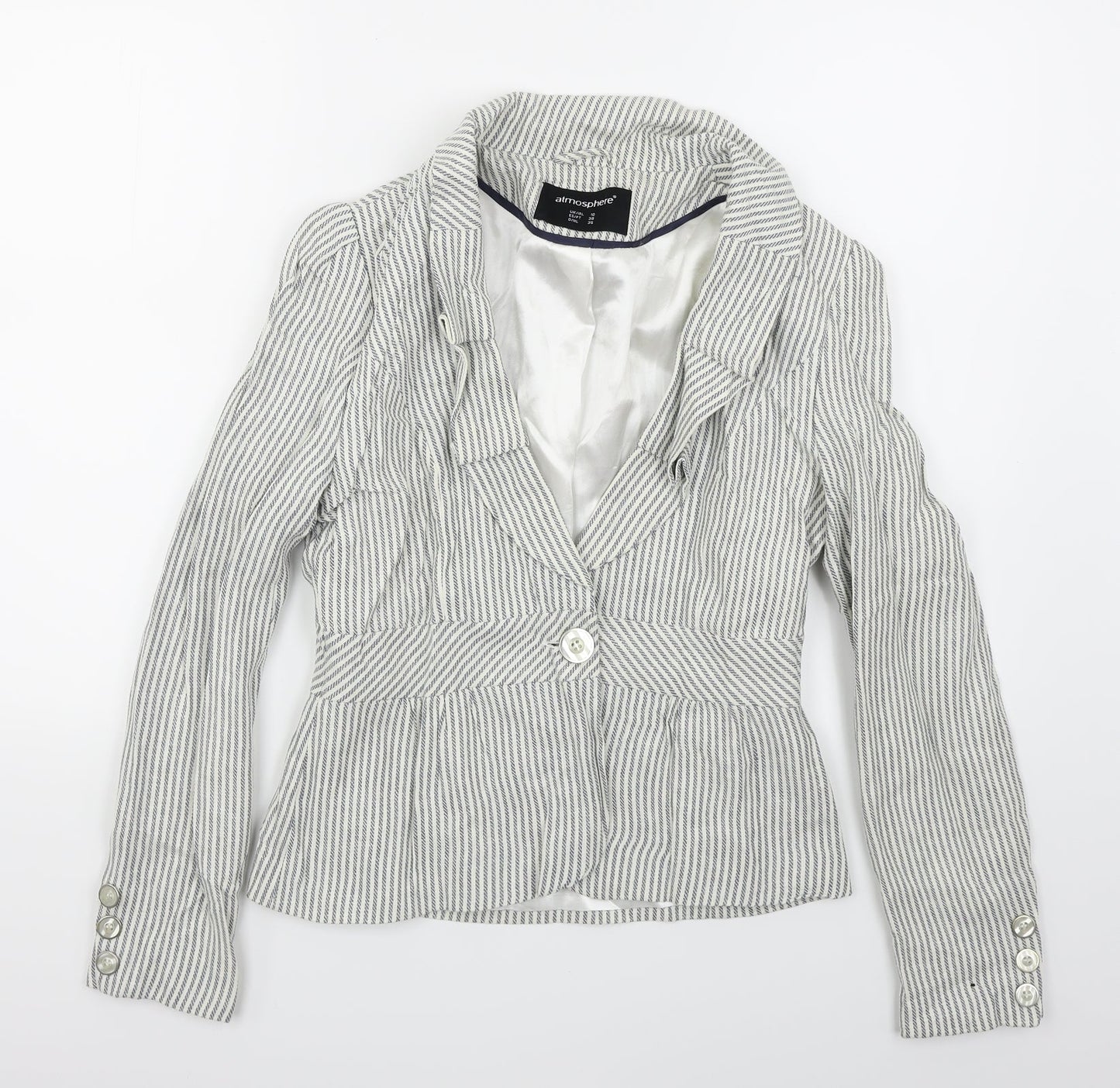 Atmosphere Womens Blue Striped  Jacket Blazer Size 10