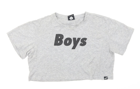 Illustrated People Womens Grey   Cropped T-Shirt Size M