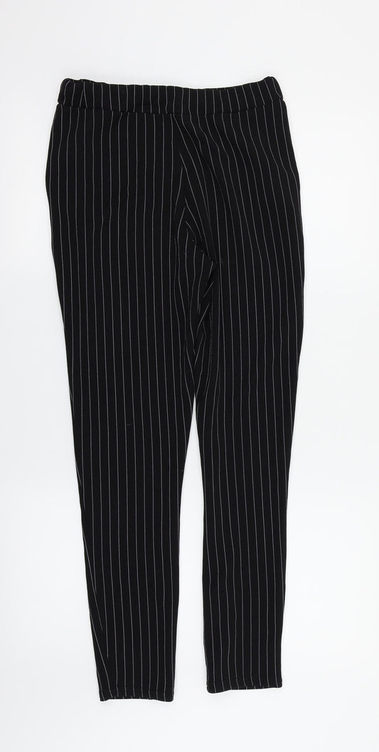 PRETTYLITTLETHING Womens Black Striped  Dress Pants Trousers Size 10